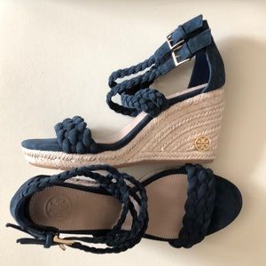 Tory Burch platform wedge sandals 6,5 navy used